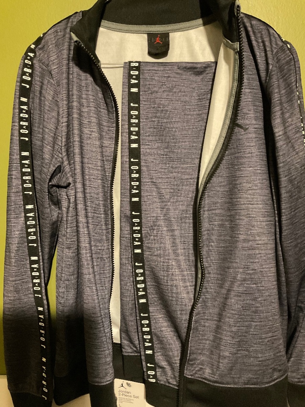 Jordan Boys 2-Piece Tracksuit Set - Carbon Heather Full Zip Jacket & Joggers | L